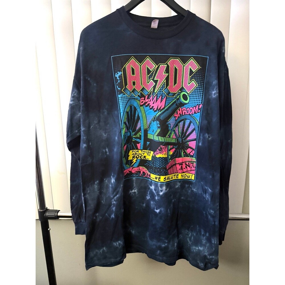 Men’s AC/DC "For Those About To Rock" Tie Dye Long Sleeve Shirt Size 2XL